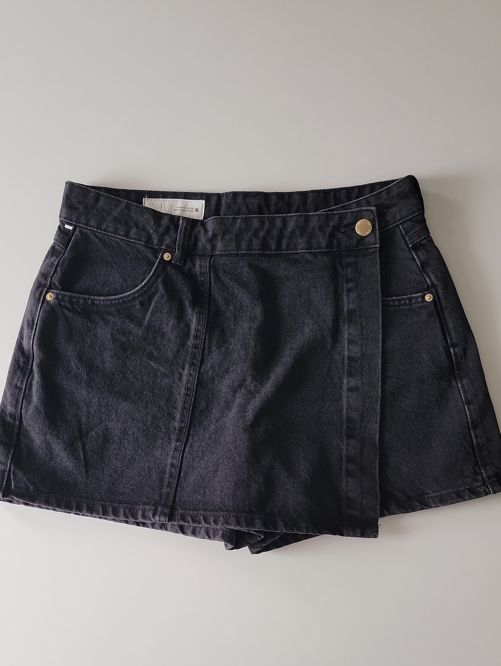 ZARA Black Denim Skort S